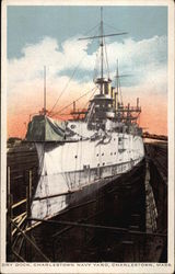 Dry Dock, Charlestown Navy Yard, Charlestown, Mass Postcard