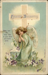 Easter Blessing With Angels Postcard Postcard