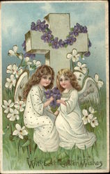 With Best Easter Wishes With Angels Postcard Postcard