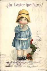 An Easter Greeting With Children Postcard Postcard