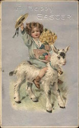 A Happy Easter With Lambs Postcard Postcard