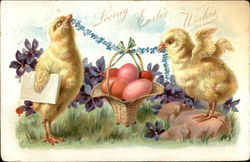 Loving Easter Wishes With Chicks Postcard Postcard