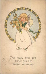 Young Girl with Flowers Postcard