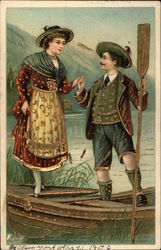 Couple in Rowboat Postcard