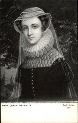 black and white painting of Mary, Queen of Scots Postcard