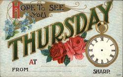 Hope to See You Thursday Days of the Week Postcard Postcard