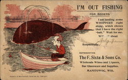 I'm Out Fishing for Orders Exaggeration Postcard Postcard