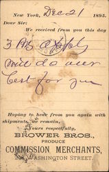 Brower Bros., Produce Commission Merchants, 248 Washington Street Postcard