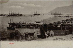 Ships in Harbor Postcard