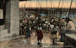 Market scene at water front Postcard