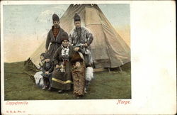 Lappe Family Outside Tent Postcard