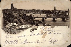 View of City and Bridge Frankfurt, Germany Postcard Postcard