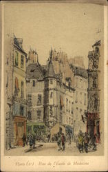 Rue de l'Ecole de Medecine Paris, France Postcard Postcard