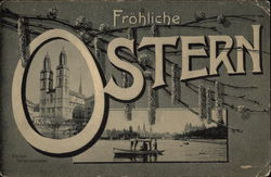 Easter Greetings showing The Grossmünster Postcard