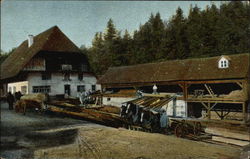 An old time lumber mill scene Postcard