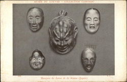 Japanese Dance and Drama Masks, Camondo Collection, Louvre Museum Paris, France Postcard Postcard