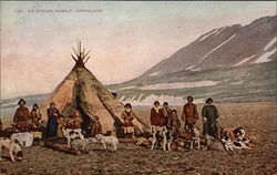 An Eskimo Family Greenland Postcard Postcard