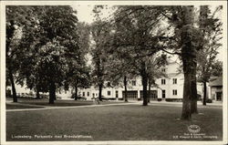 Park and Fire Station Postcard