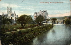 View of Abbey and Empire Hotel Bath, England Postcard Postcard