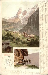 Aerial view of Alpine Village Murren, Switzerland Postcard Postcard