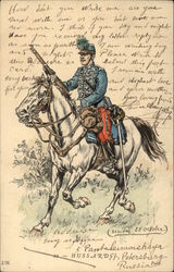 Russian, Military Man on Horseback Postcard