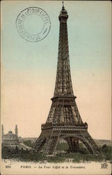 The Eiffel Tower and the Trocadero with Postmark Postcard