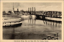 International Bridge, Dam and Paper Mill Fort Frances, Canada Misc. Canada Postcard Postcard