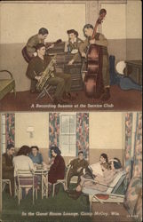 Service Club and Guest House Lounge Camp McCoy, WI Postcard Postcard