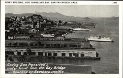 Ferry Building, Coit Tower and Bay San Francisco, CA Postcard Postcard