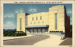 Municipal Auditorium "In the Land of the Sky" Asheville, NC Postcard Postcard