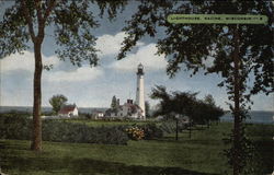 Lighthouse on Lake Michigan Racine, WI Postcard Postcard