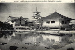 Great Lagoon and Japanese Pavilions, Treasure Island Postcard