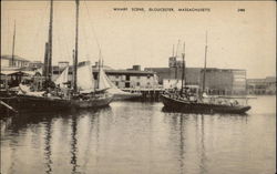 Wharf Scene Gloucester, MA Postcard Postcard