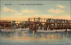 Boat Drill at US Naval Training Station Postcard