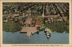 Air View of City Showing Provincial Air Base, Sault Ste. Marie Postcard