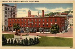 Windsor Hotel and Pierce Memorial Bangor, ME Postcard Postcard