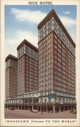 Rice Hotel - "Houston's Welcome to the World" Texas Postcard Postcard