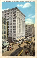 Broadway South from Sixth Street Los Angeles, CA Postcard Postcard