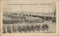 Visitors watching a Regimental Review at Camp Sherman Postcard