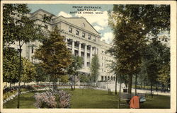 Front Entrance Sanitarium Battle Creek, MI Postcard Postcard