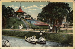 Cedar Mound and Floral Flag, Belle Isle Detroit, MI Postcard Postcard