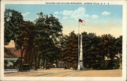 Soldiers and Sailors Monument Hudson Falls, NY Postcard Postcard