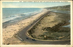 Coast Highway near Del Mar, Los Angeles to San Diego California Postcard Postcard