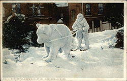 Wonderful Snow Sculpture Greenfield, MA Postcard Postcard