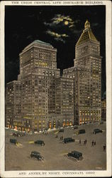 The Union Central Life Insurance Building and Annex By Night Postcard