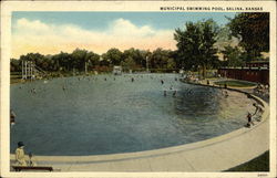 Municipal Swimming Pool Salina, KS Postcard Postcard