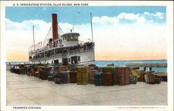 U.S. Immigration Station, Transfer Steamer, Ellis Island New York City, NY Postcard Postcard