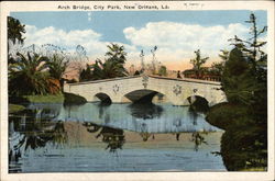 Arch Bridge, City Park Postcard