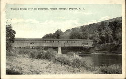 Black Bridge - Wooden Bridge over the Delaware River Postcard