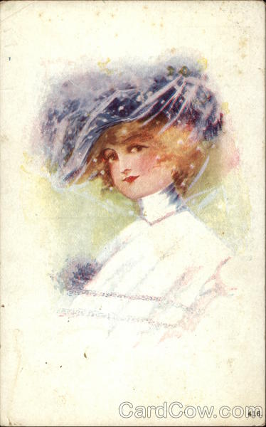 lady in blue hat painting